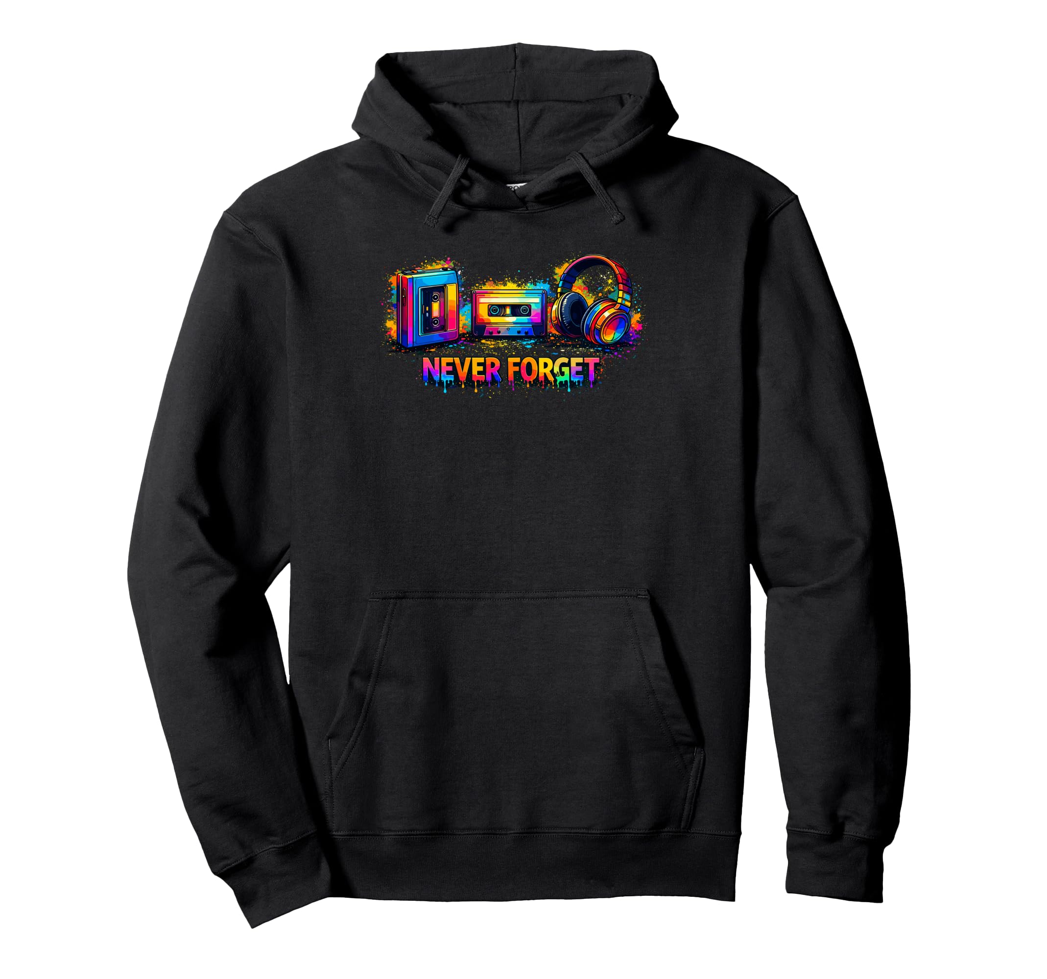 Splash Art Never Forget Cassette Tape Hoodie - Trendy Graphic Unisex - T-Shirt, Sweatshirt, Hoodie