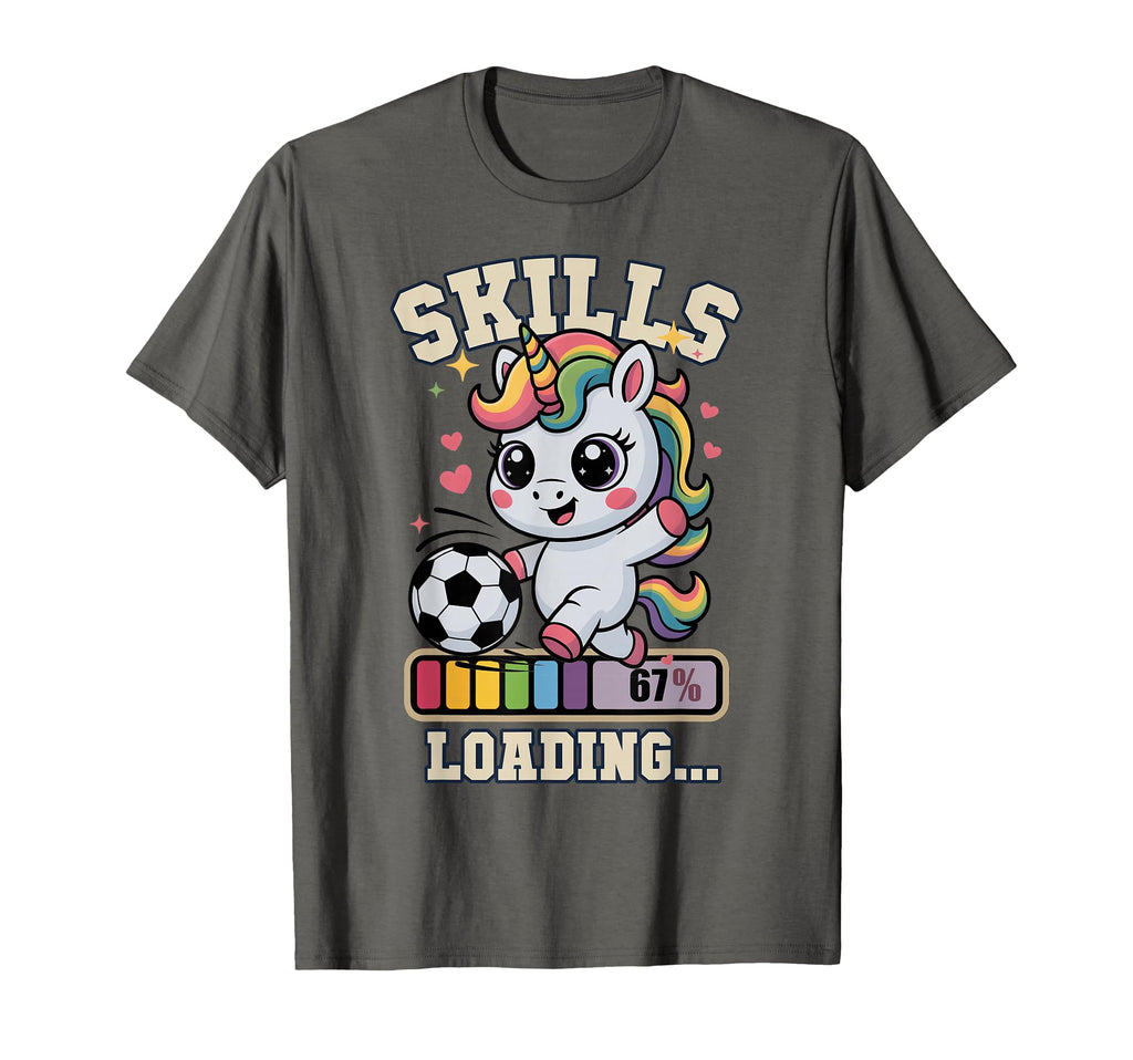 Kawaii Skills Loading Soccer Unicorn T-Shirt - Novelty Apparel Unisex - T-Shirt, Sweatshirt, Hoodie