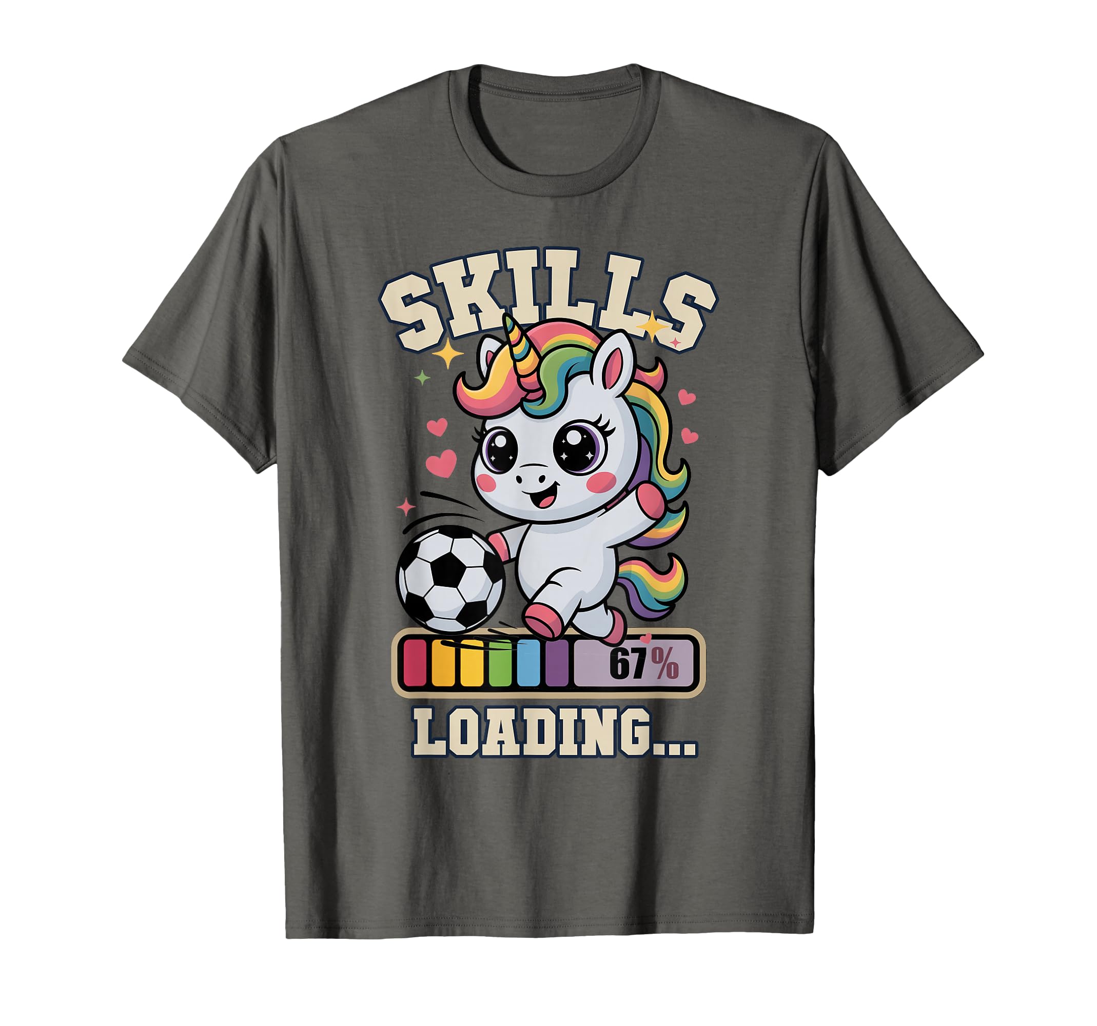 Kawaii Skills Loading Soccer Unicorn T-Shirt - Novelty Apparel Unisex - T-Shirt, Sweatshirt, Hoodie