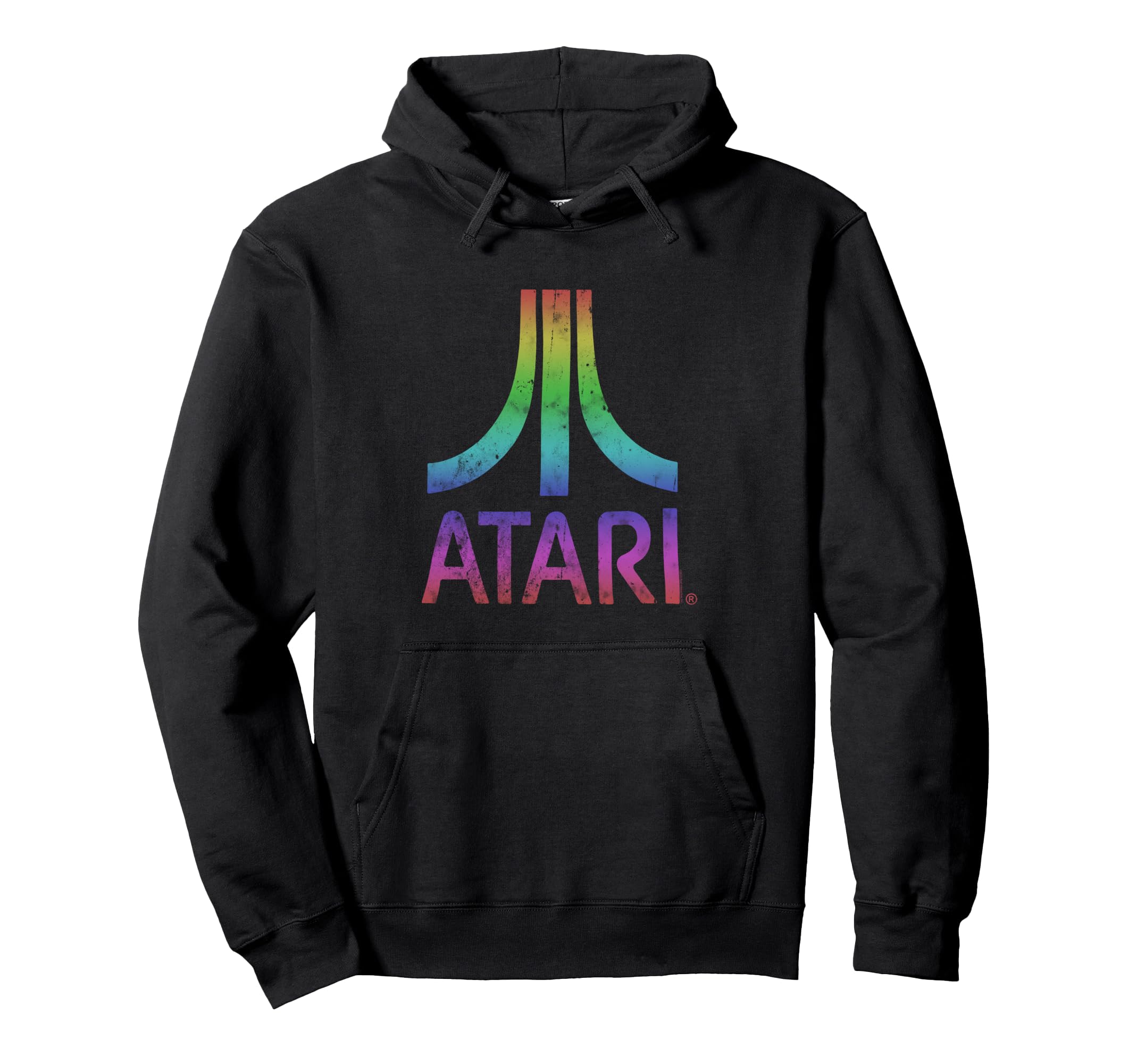 Atari Distressed Mt Fuji Rainbow Logo Hoodie - Trendy Graphic Men Women - T-Shirt, Sweatshirt, Hoodie