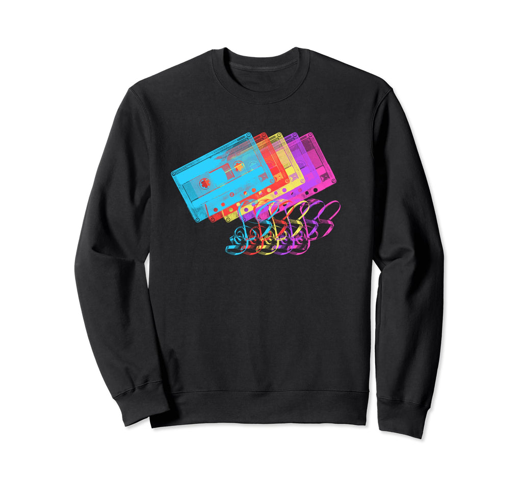 80S Neon Cassette Tape Gifts Sweatshirt - Unique Graphic for Adults - T-Shirt, Sweatshirt, Hoodie