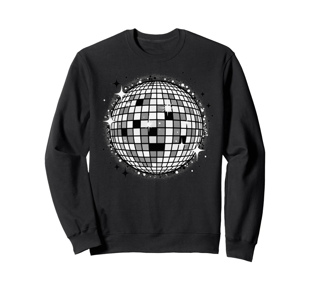 Black And White Disco Ball Sweatshirt - Aesthetic Graphic Men Women - T-Shirt, Sweatshirt, Hoodie