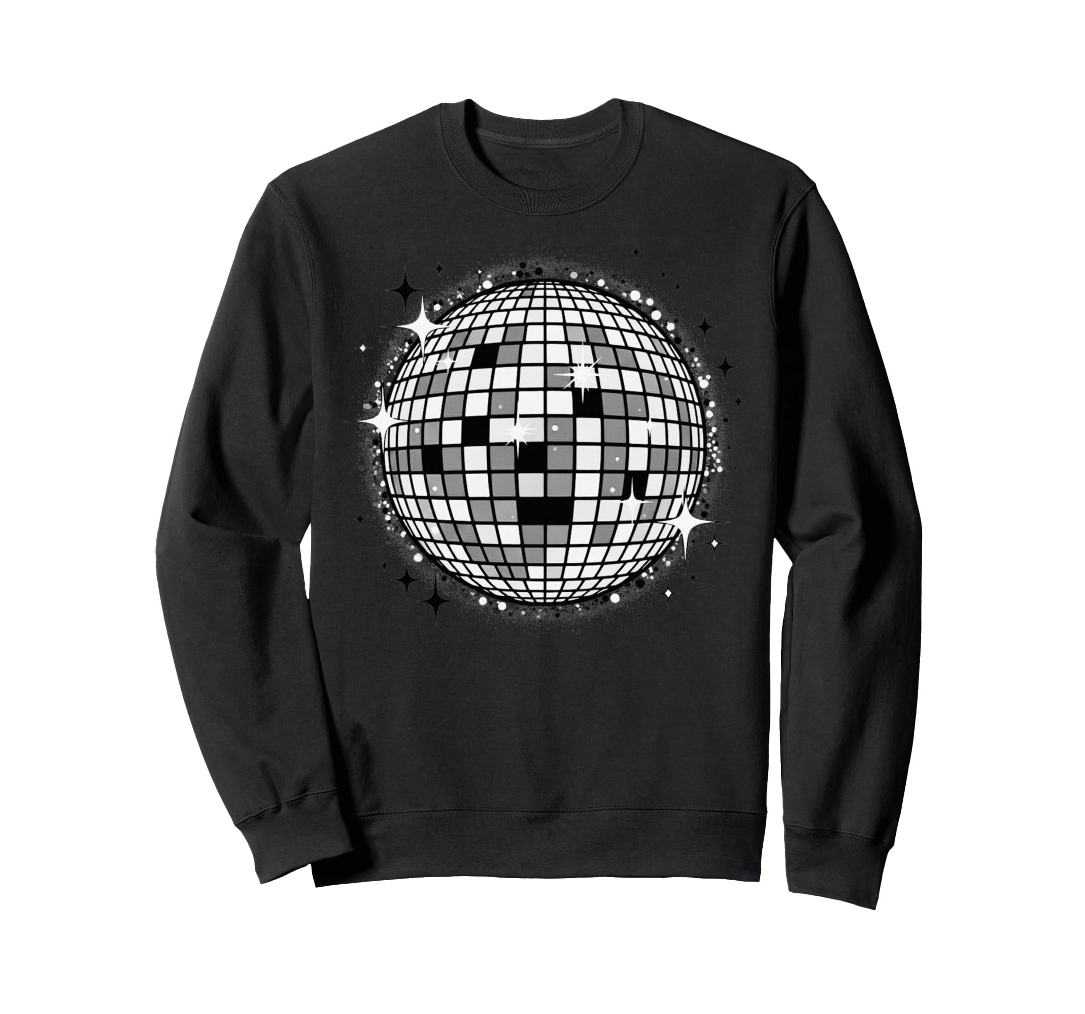 Black And White Disco Ball Sweatshirt - Aesthetic Graphic Men Women - T-Shirt, Sweatshirt, Hoodie
