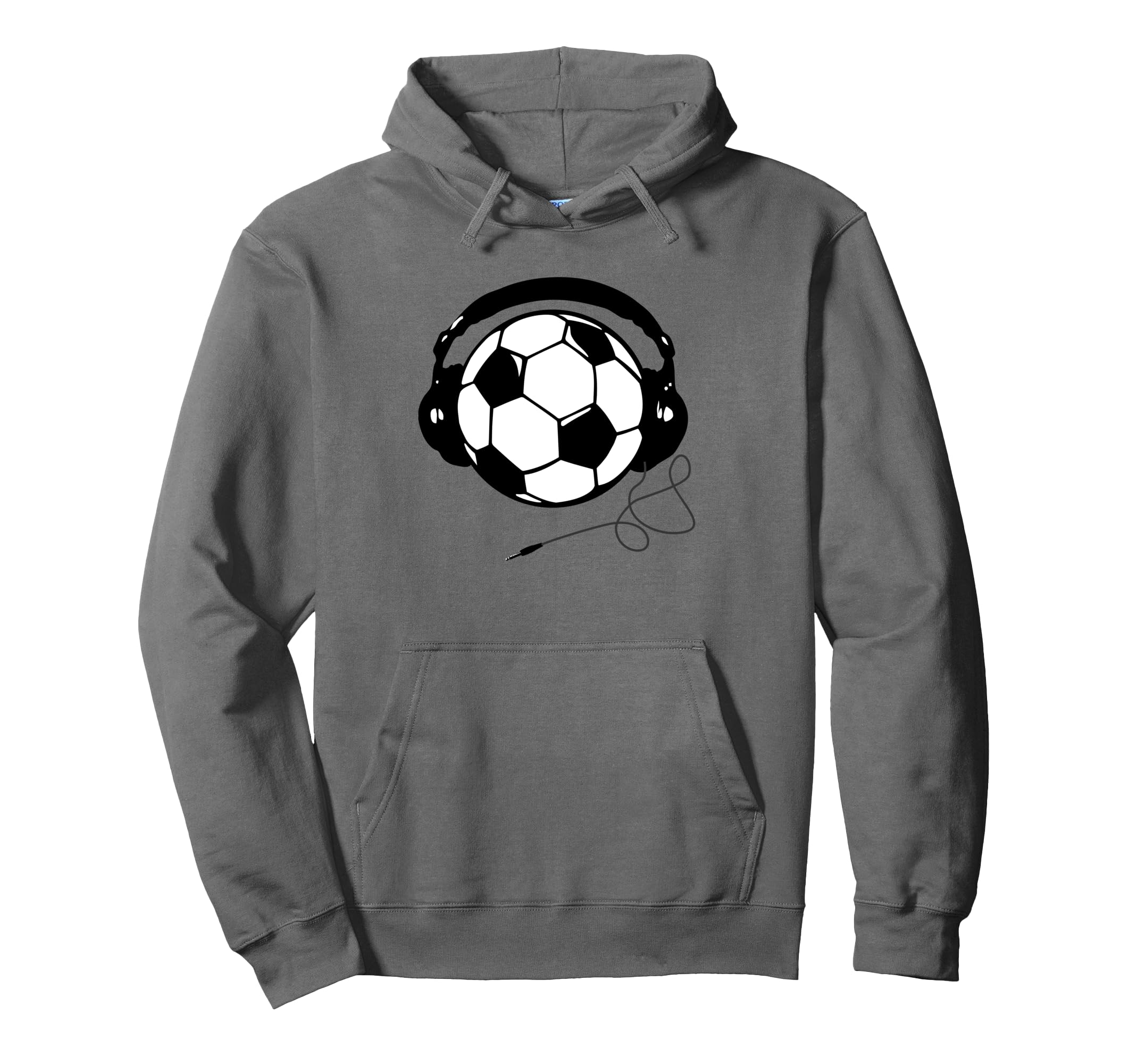 Soccer Ball Headphones Funny Hoodie - Unique Graphic Unisex - T-Shirt, Sweatshirt, Hoodie