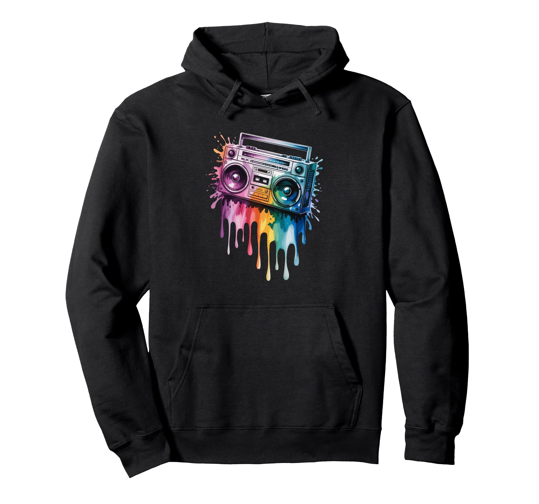 Splash Art Boombox Old School 80S Music Hip Hoodie - Trendy Graphic Unisex - T-Shirt, Sweatshirt, Hoodie