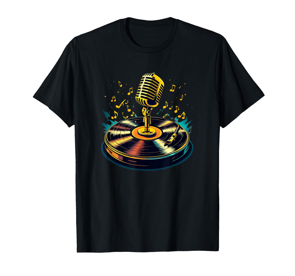 Old School Hip Hop Mic Vinyl Flow T-Shirt - Trendy Graphic Unisex - T-Shirt, Sweatshirt, Hoodie