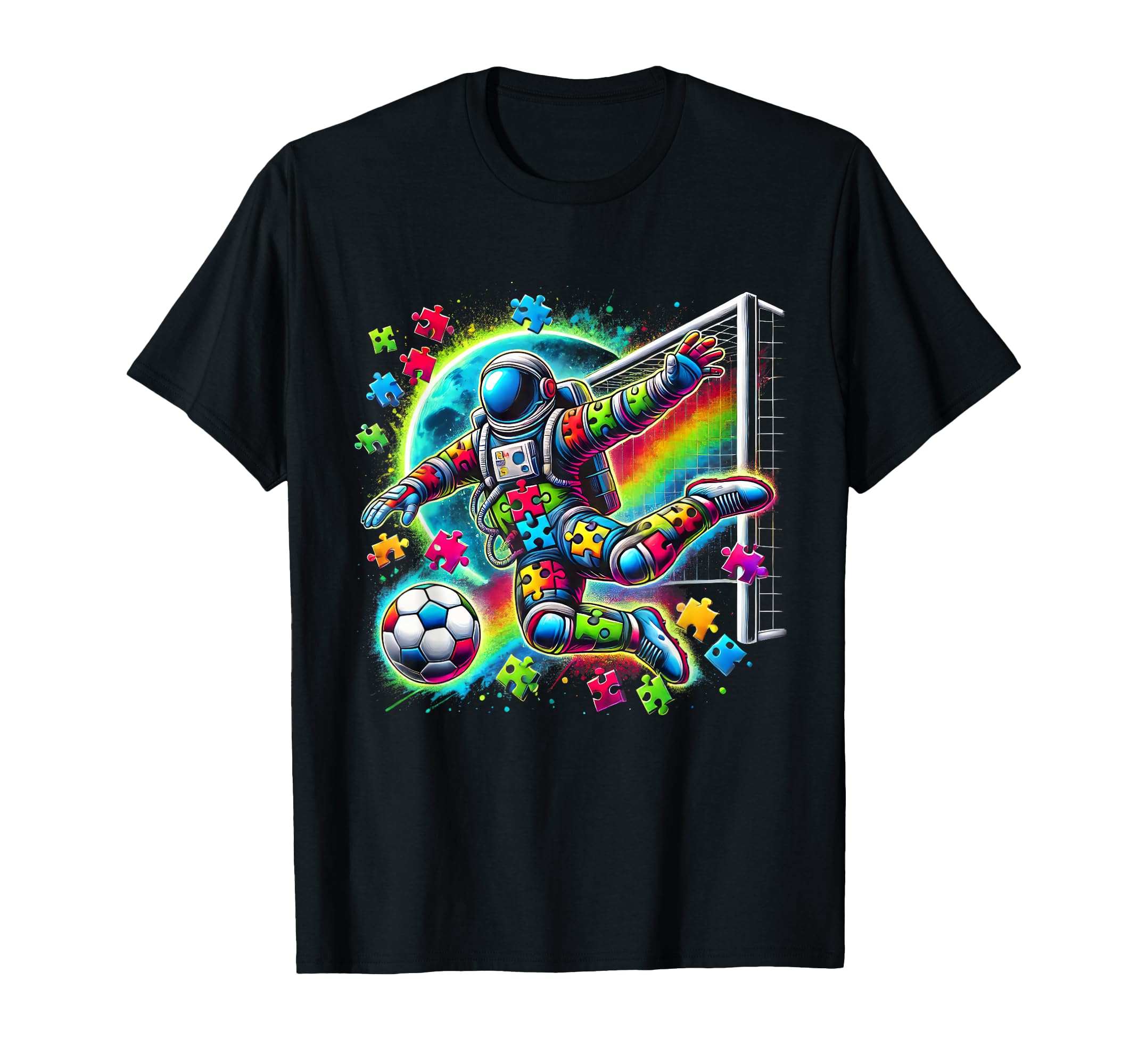 Astronaut Playing Soccer Autism Awareness T-Shirt - Novelty Apparel Unisex - T-Shirt, Sweatshirt, Hoodie