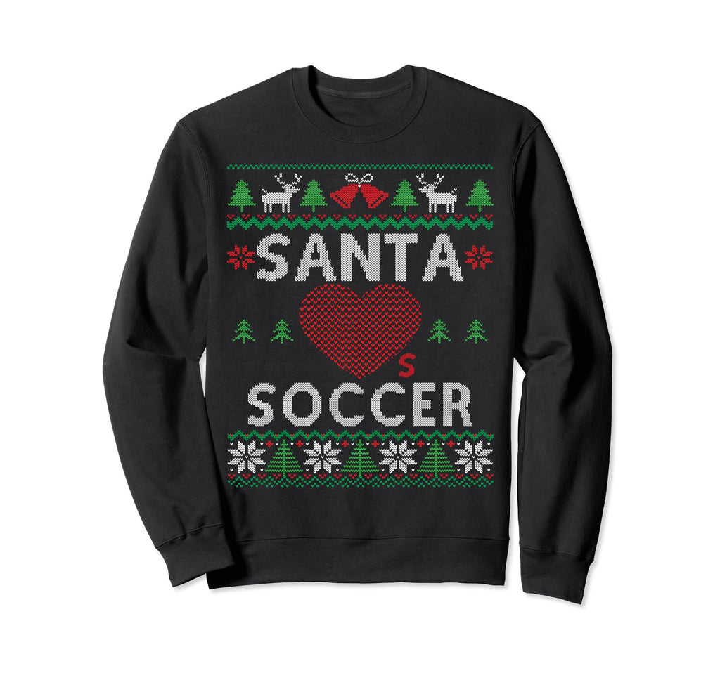 Santa Loves Soccer Funny Ugly Sweatshirt - Trendy Graphic for Adults - T-Shirt, Sweatshirt, Hoodie