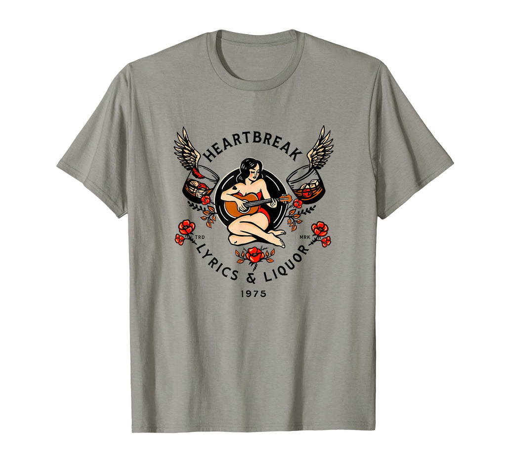 Heartbreak Lyrics Liquor Pinup T-Shirt - Streetwear Style for Adults - T-Shirt, Sweatshirt, Hoodie