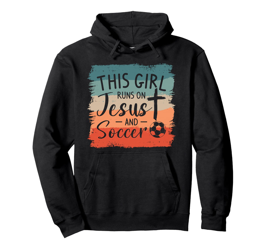 This Runs Jesus And Soccer Player Hoodie - Casual Everyday Wear for Adults - T-Shirt, Sweatshirt, Hoodie
