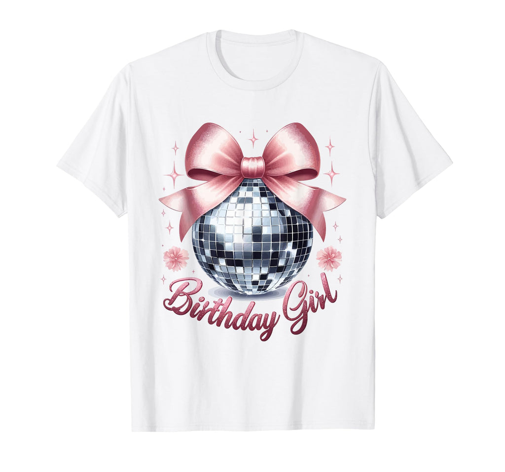 Birthday Coquette Bow Disco Ball Birthday T-Shirt - Graphic Print Unisex - T-Shirt, Sweatshirt, Hoodie