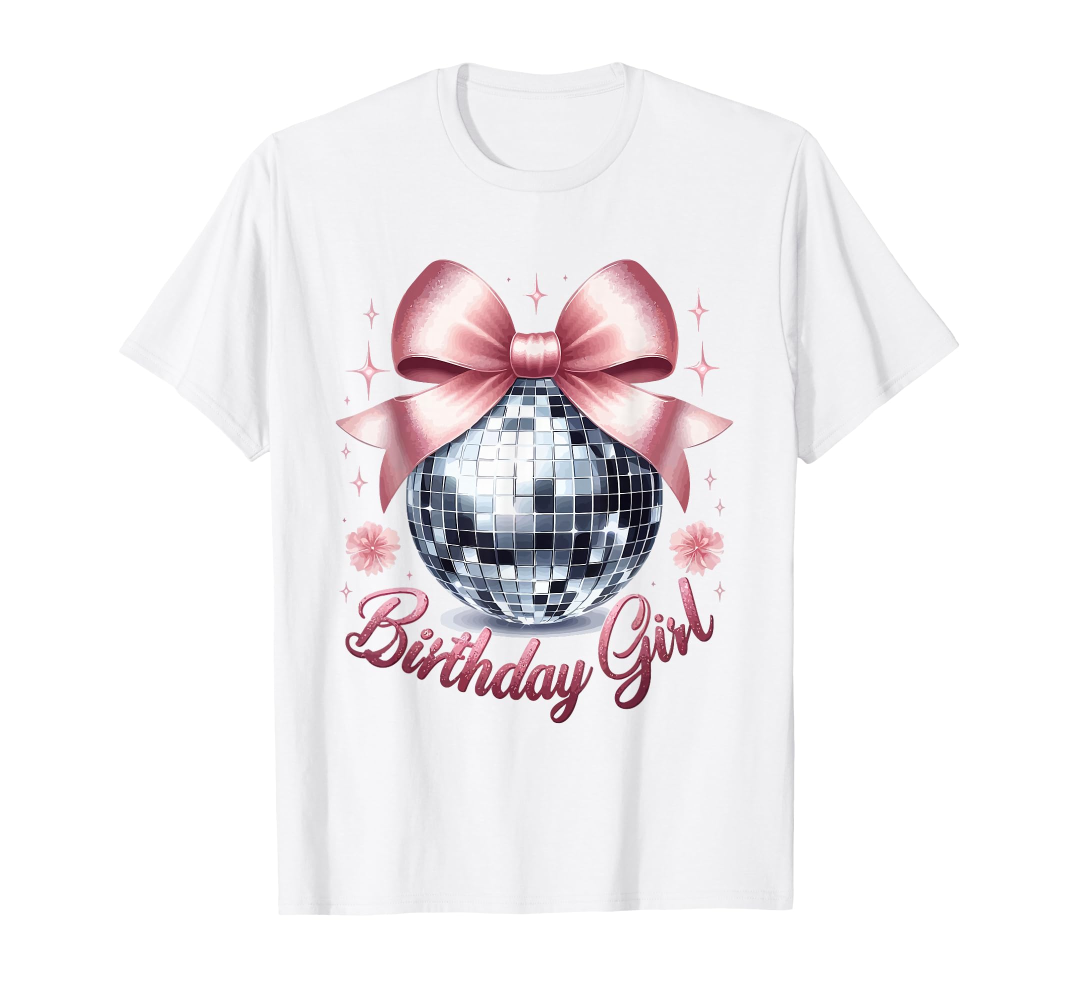 Birthday Coquette Bow Disco Ball Birthday T-Shirt - Graphic Print Unisex - T-Shirt, Sweatshirt, Hoodie