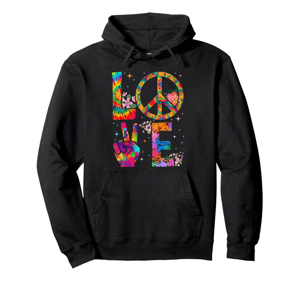 Peace Sign Love 60S 70S Tie Dye Hippie Hoodie - Streetwear Style Men Women - T-Shirt, Sweatshirt, Hoodie