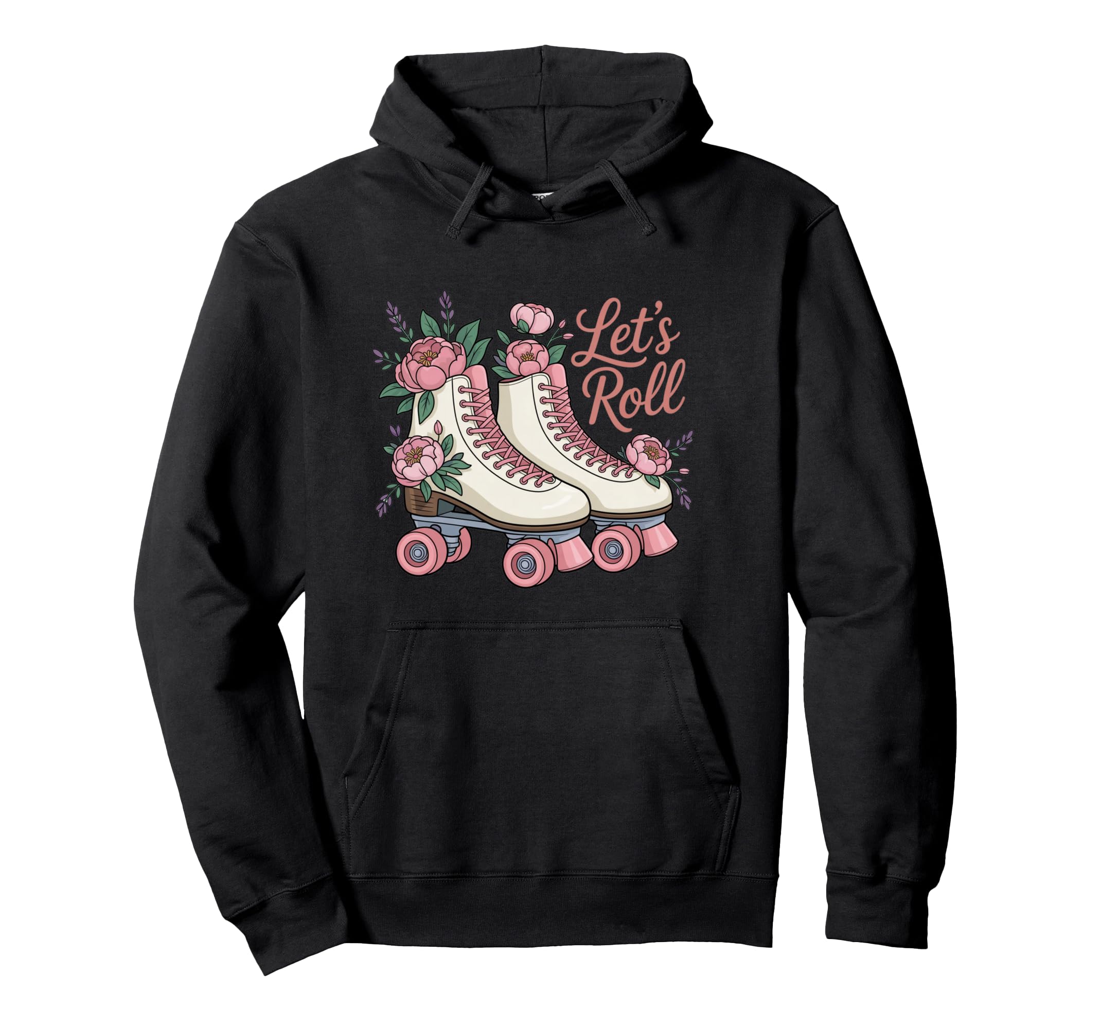 Lets Roll Flower Skate Roller Vibes Hoodie - Custom Art Print Men Women - T-Shirt, Sweatshirt, Hoodie