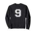 Number 9 Nine Distressed Sports Sweatshirt - Trendy Graphic for Adults - T-Shirt, Sweatshirt, Hoodie