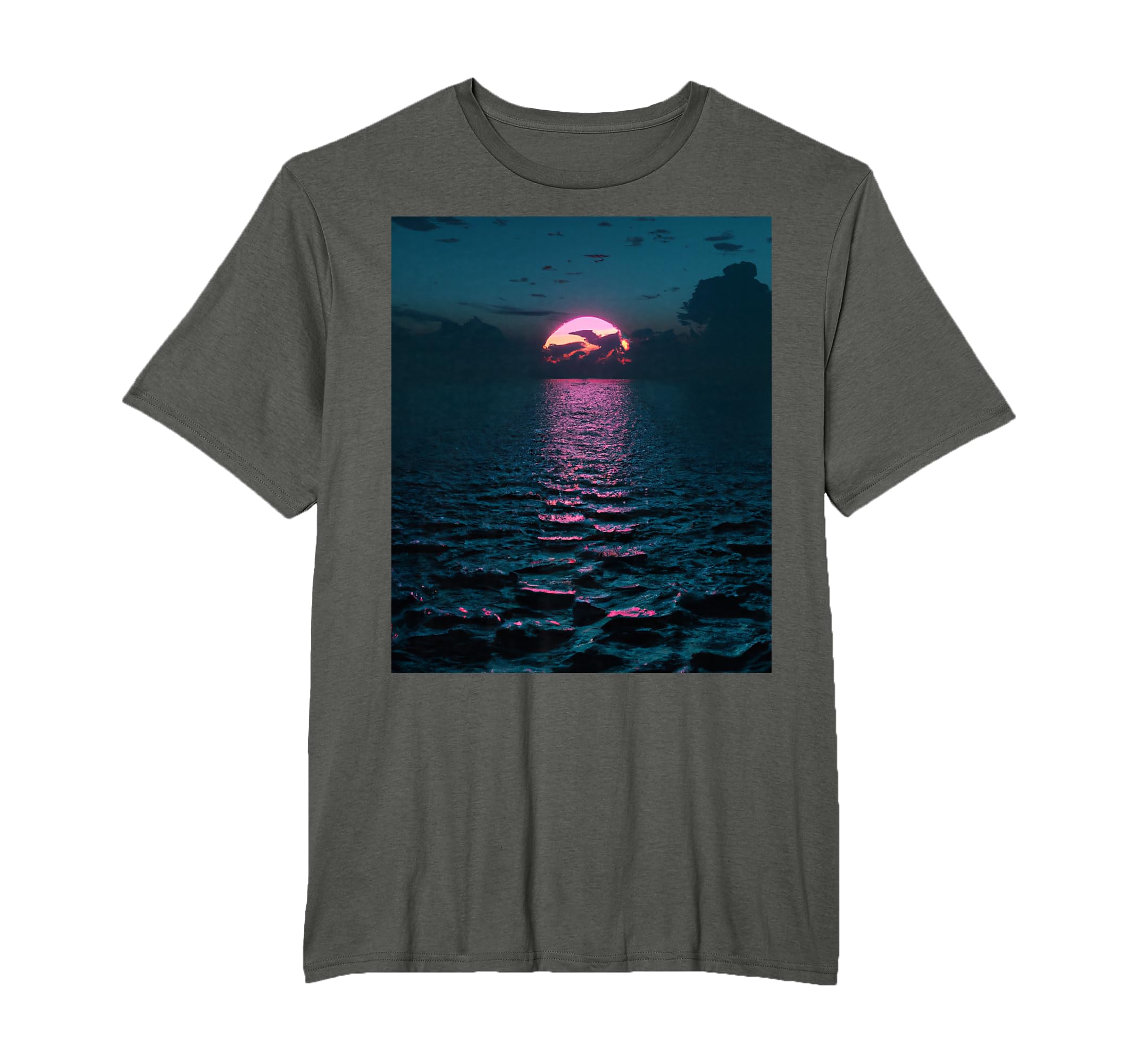 Vaporwave Aesthetic Sunset Above Dark T-Shirt - Trendy Graphic Men Women - T-Shirt, Sweatshirt, Hoodie