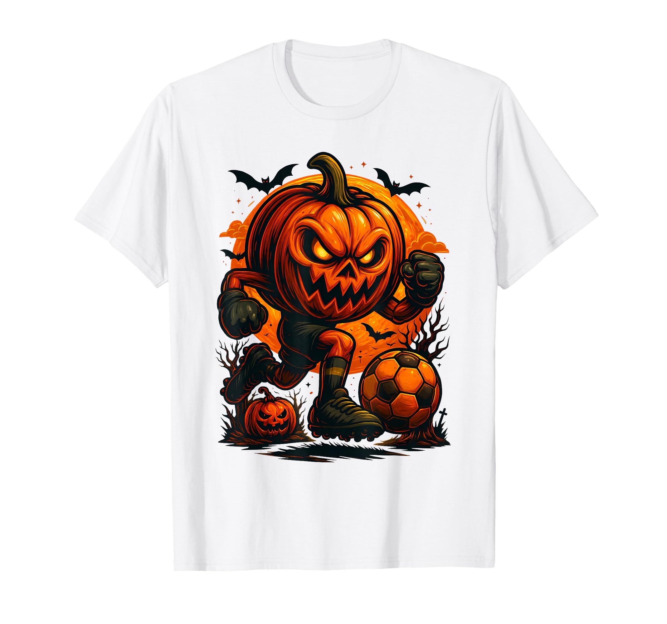 Halloween Pumpkin Showing Soccer T-Shirt - Aesthetic Graphic Men Women - T-Shirt, Sweatshirt, Hoodie