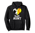 Ball Aunt Heart Funny Soccer Softball Aunt Hoodie - Minimalist Print Unisex - T-Shirt, Sweatshirt, Hoodie