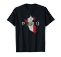 Peruvian Map And Flag Distressed T-Shirt - Aesthetic Graphic for Adults - T-Shirt, Sweatshirt, Hoodie