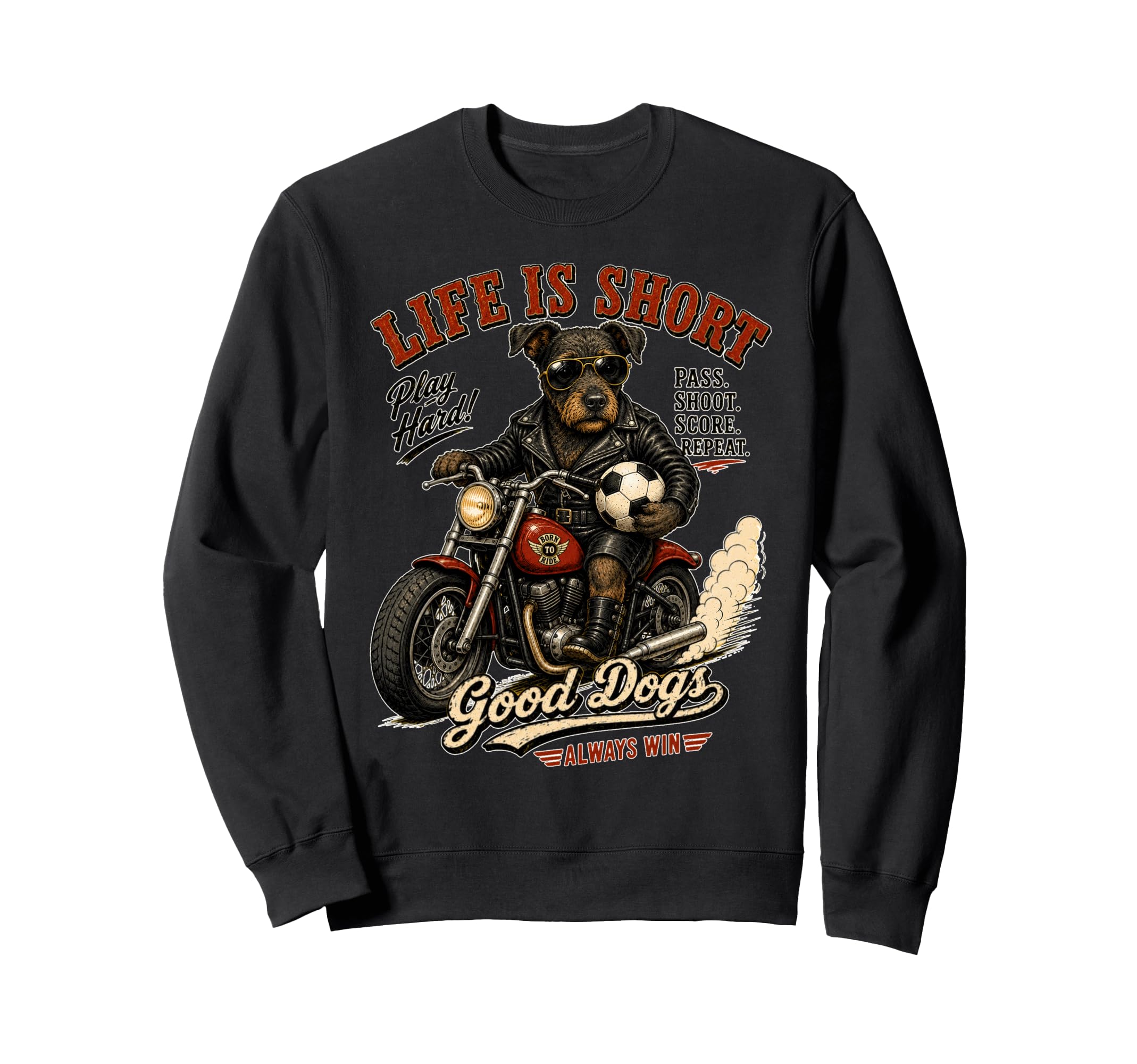 Patterdale Terrier Motorbike Love Sweatshirt - Novelty Apparel Unisex - T-Shirt, Sweatshirt, Hoodie
