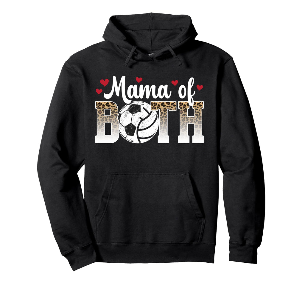 Mama Both Leopard Volleyball Soccer Mom Hoodie - Graphic Print for Adults - T-Shirt, Sweatshirt, Hoodie