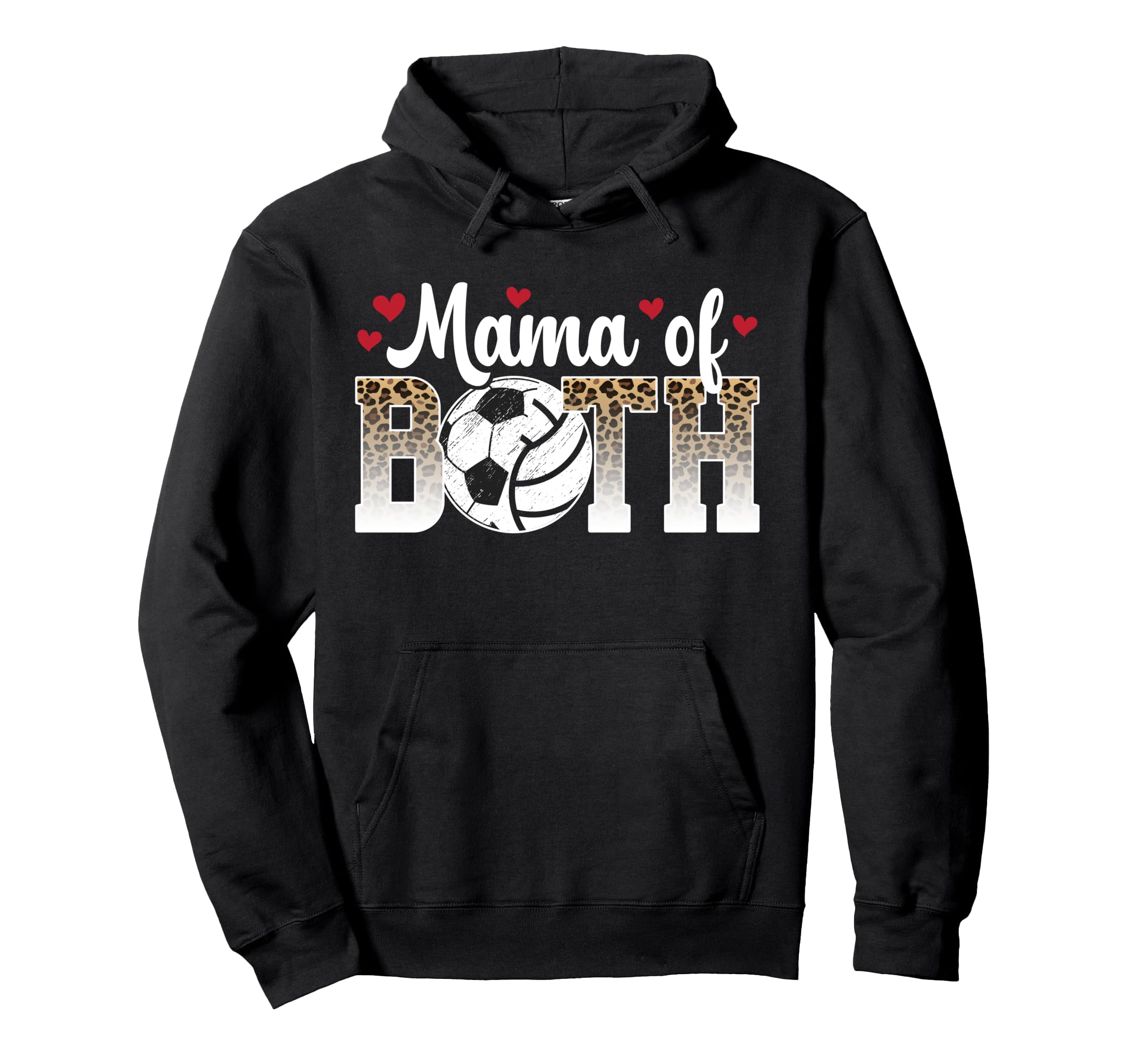 Mama Both Leopard Volleyball Soccer Mom Hoodie - Graphic Print for Adults - T-Shirt, Sweatshirt, Hoodie