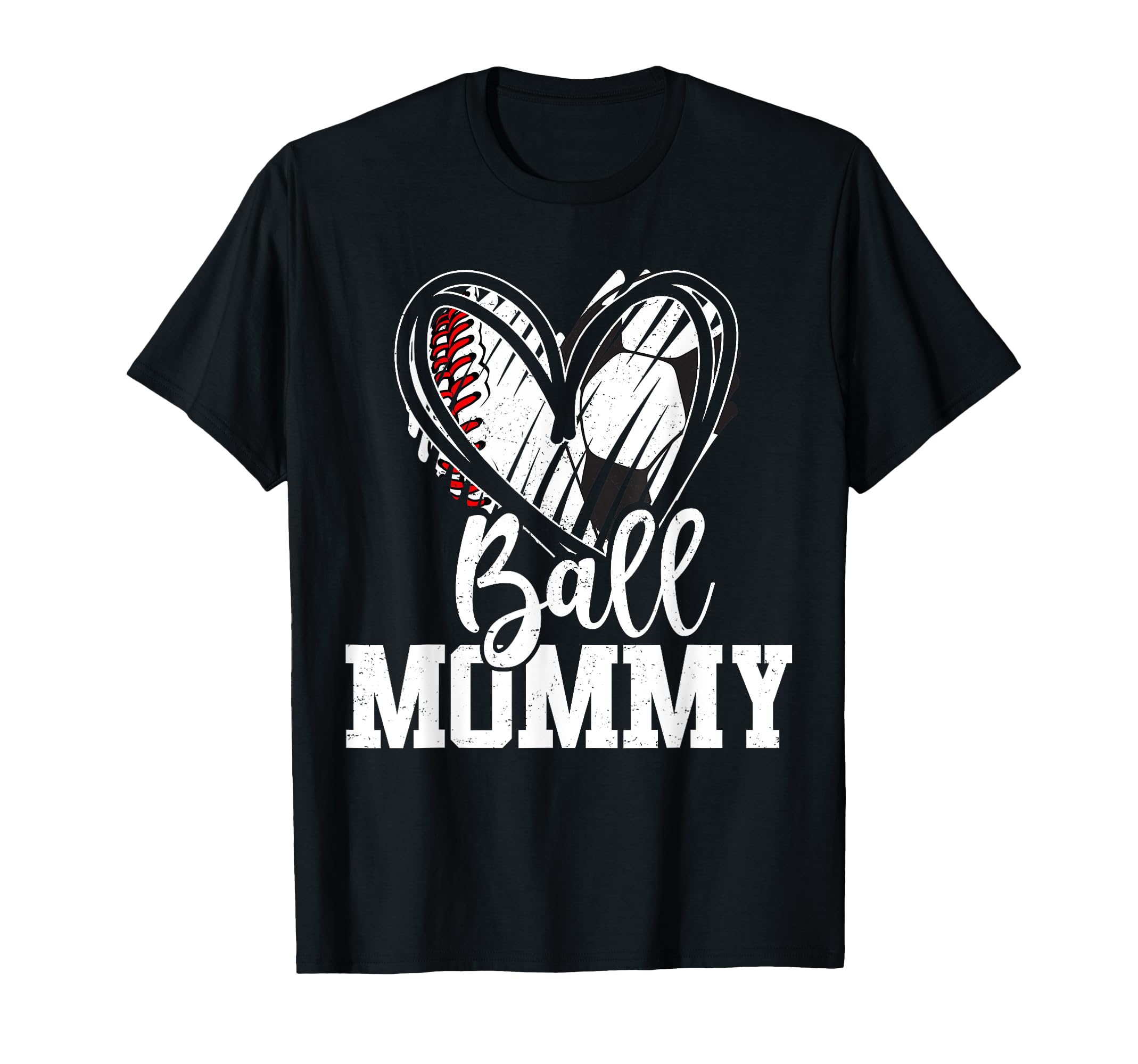 Ball Mom Heart Baseball Soccer Ball Hoodie - Custom Art Print for Adults - T-Shirt, Sweatshirt, Hoodie