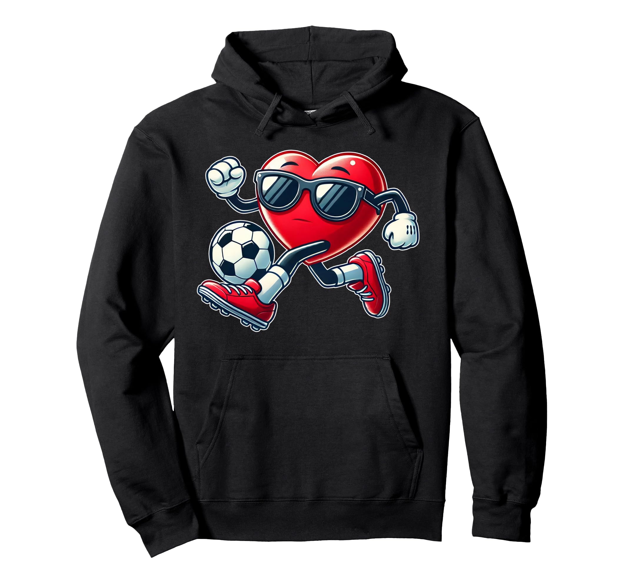 Heart Playing Soccer Football Valentines Hoodie - Trendy Graphic Men Women - T-Shirt, Sweatshirt, Hoodie