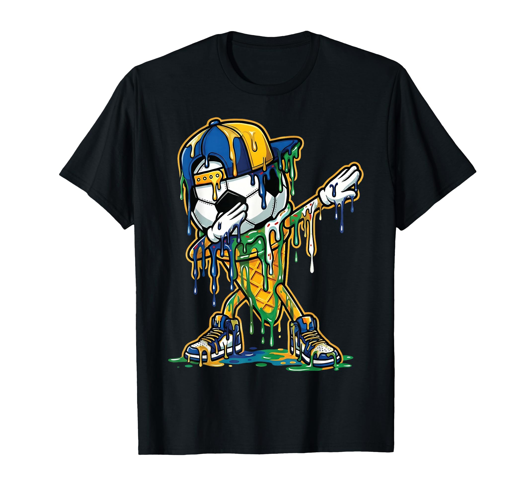 Soccer Ice Cream Dripping Dabbing T-Shirt - Minimalist Print for Adults - T-Shirt, Sweatshirt, Hoodie