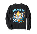 Kickin It Tiger Playing Soccer Sweatshirt - Casual Everyday Wear Unisex - T-Shirt, Sweatshirt, Hoodie