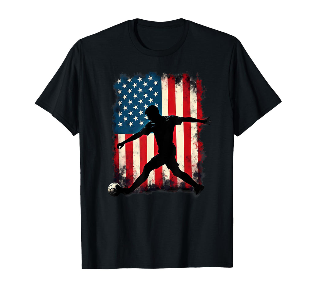 American Flag Soccer Player T-Shirt - Aesthetic Graphic for Adults - T-Shirt, Sweatshirt, Hoodie