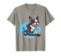 Skateboarding Boston Terrier Dog T-Shirt - Fun Novelty Design for Adults - T-Shirt, Sweatshirt, Hoodie