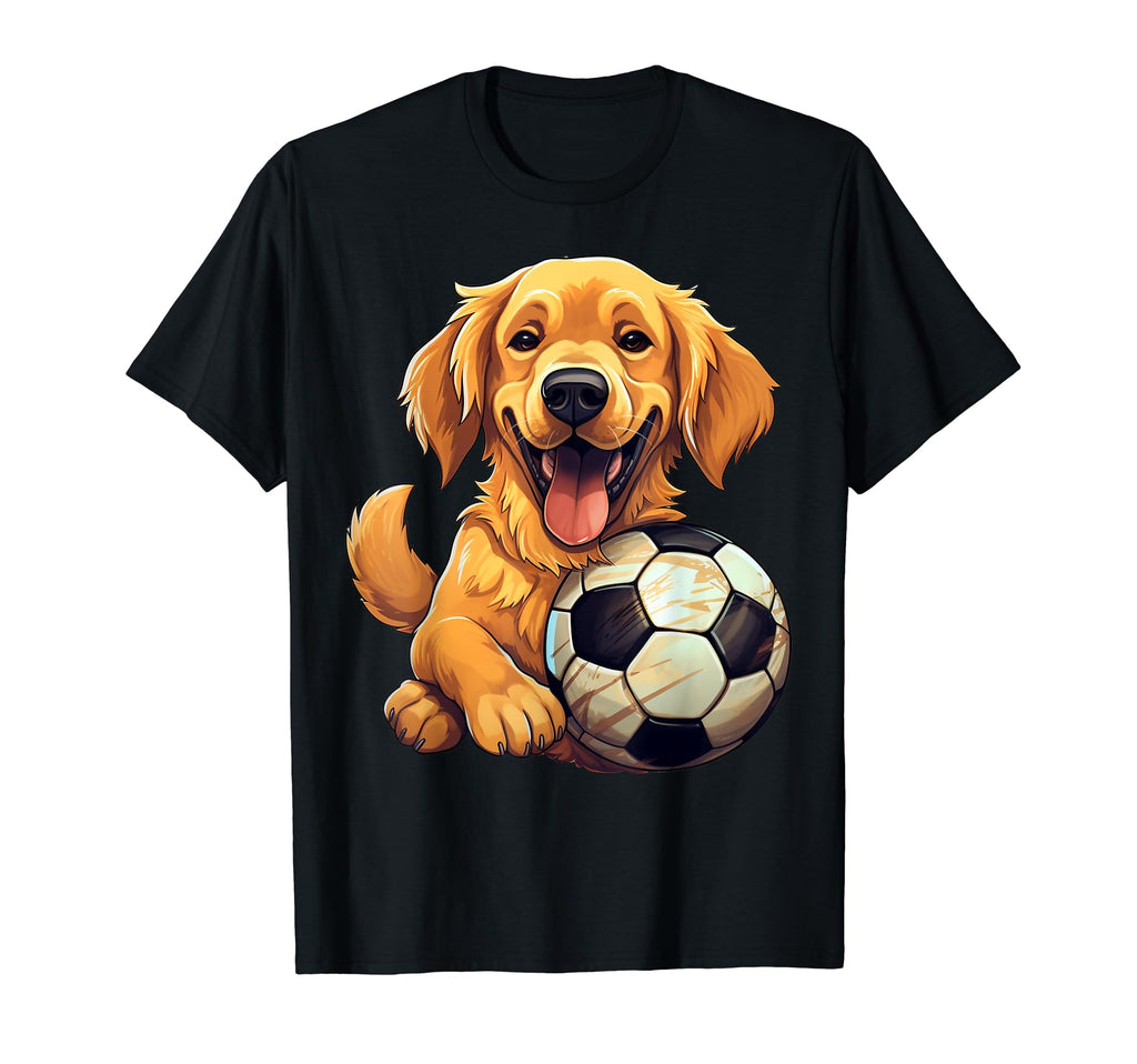 Golden Retriever Dog Playing Soccer T-Shirt - Unique Graphic Men Women - T-Shirt, Sweatshirt, Hoodie