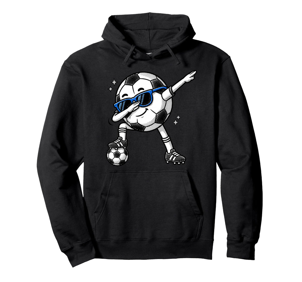 Dabbing Soccer Ball Halftone Funny Sports Hoodie - Novelty Apparel Unisex - T-Shirt, Sweatshirt, Hoodie