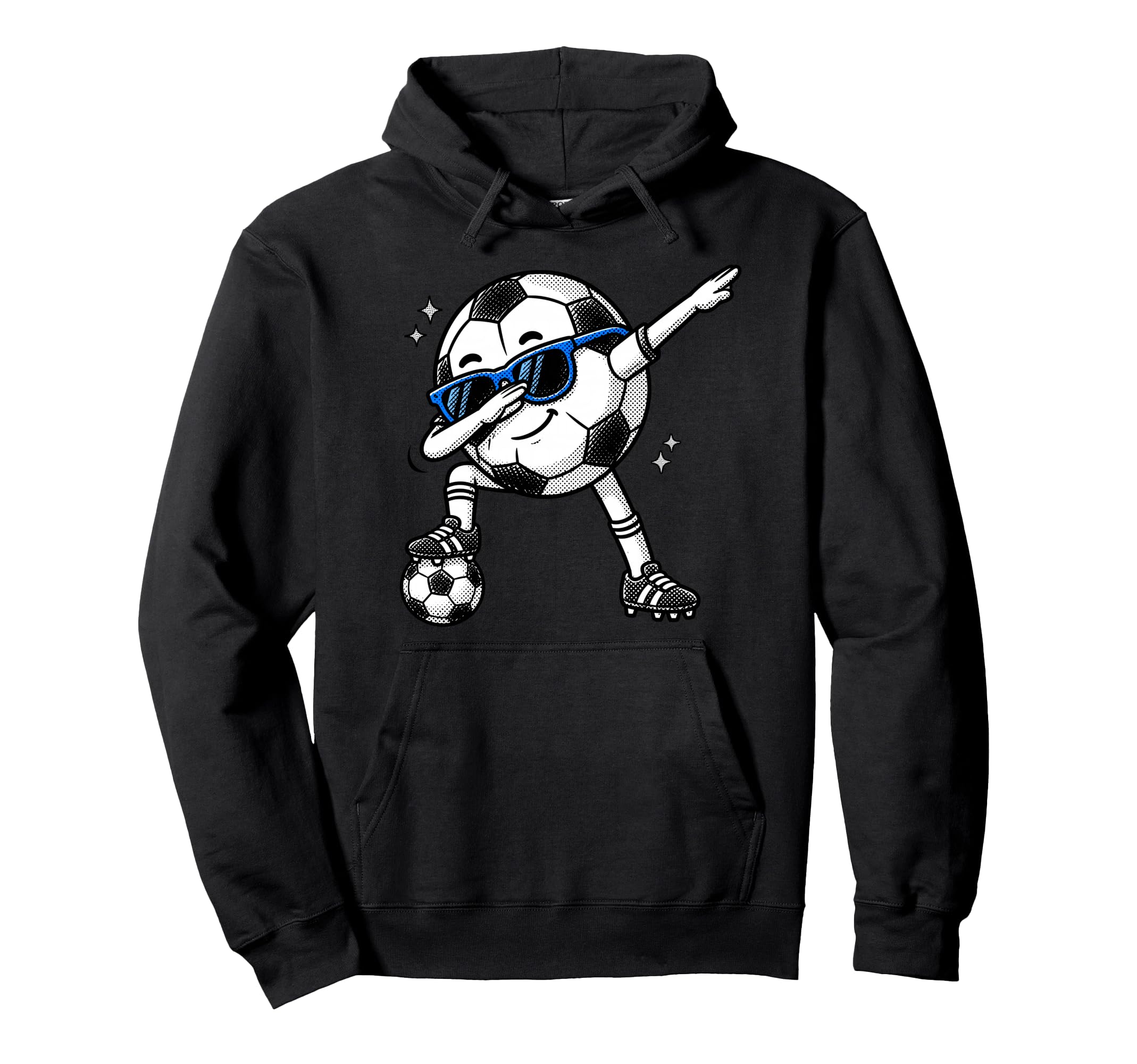 Dabbing Soccer Ball Halftone Funny Sports Hoodie - Novelty Apparel Unisex - T-Shirt, Sweatshirt, Hoodie