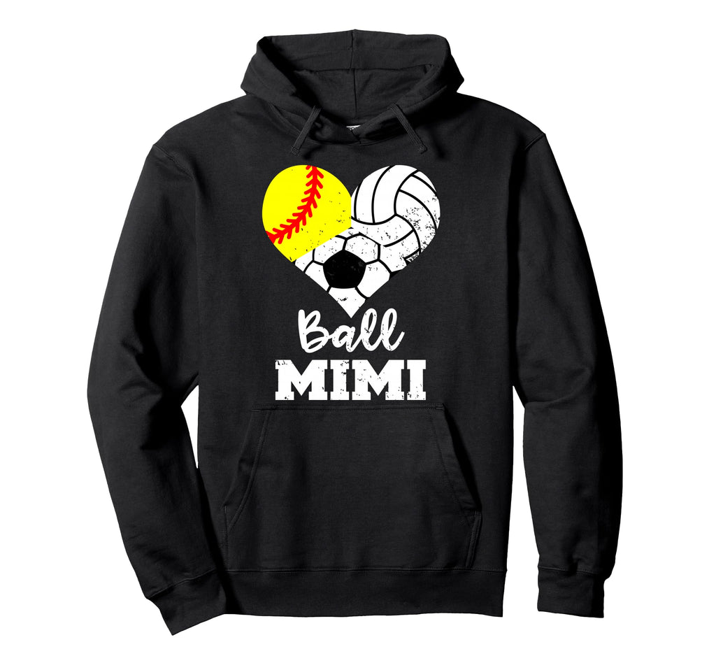 Ball Mimi Heart Funny Softball Hoodie - Custom Art Print for Adults - T-Shirt, Sweatshirt, Hoodie