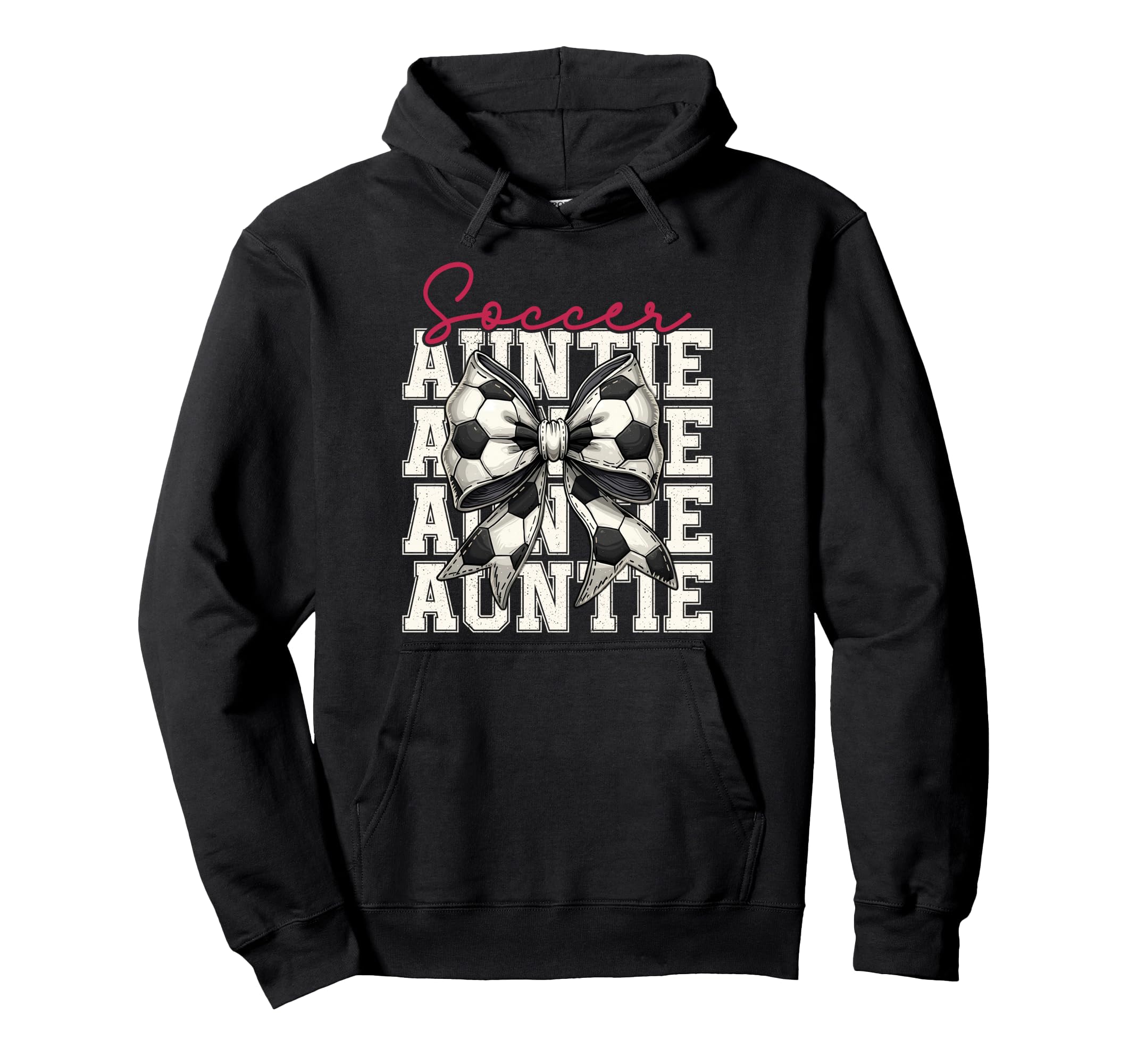 Soccer Auntie Funny Coquette Bow Hoodie - Fun Novelty Design Men Women - T-Shirt, Sweatshirt, Hoodie