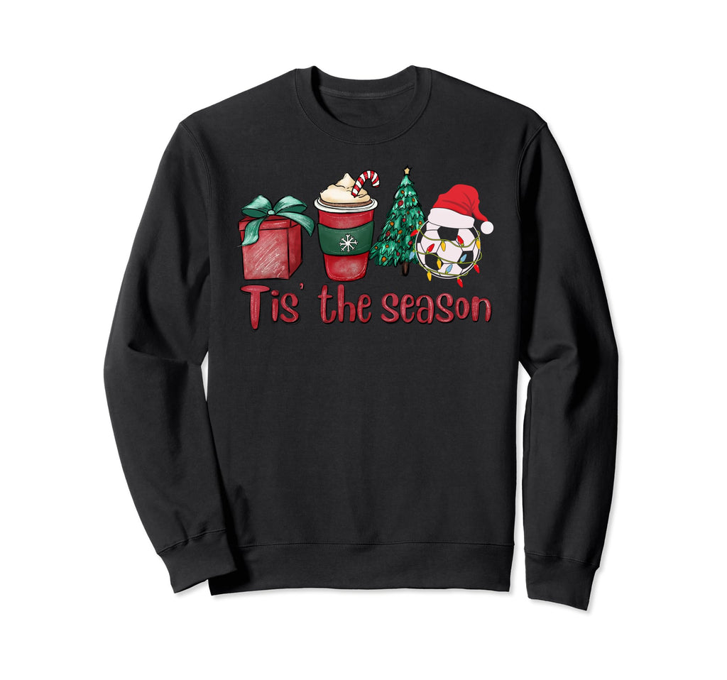 Tis Season Soccer Coffee Santa Sweatshirt - Custom Art Print Men Women - T-Shirt, Sweatshirt, Hoodie