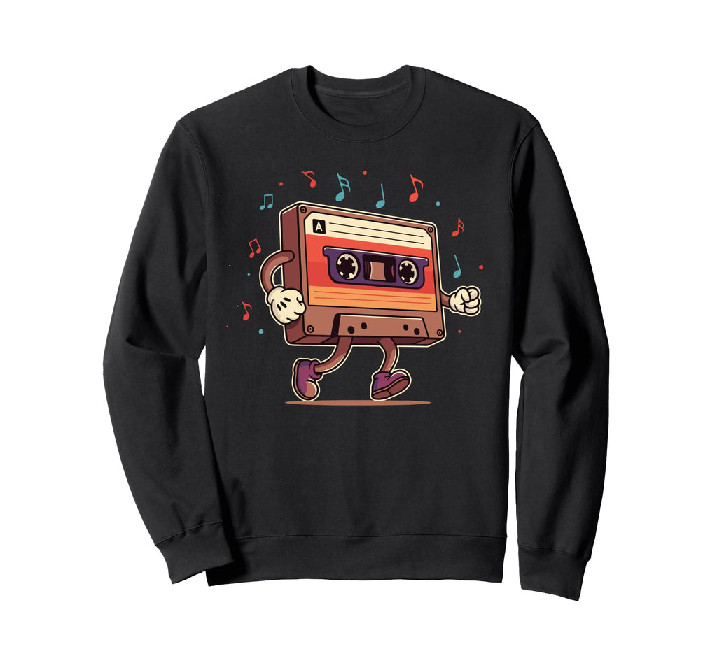 Whimsical Dancing Cassette Tape Sweatshirt - Custom Art Print for Adults - T-Shirt, Sweatshirt, Hoodie