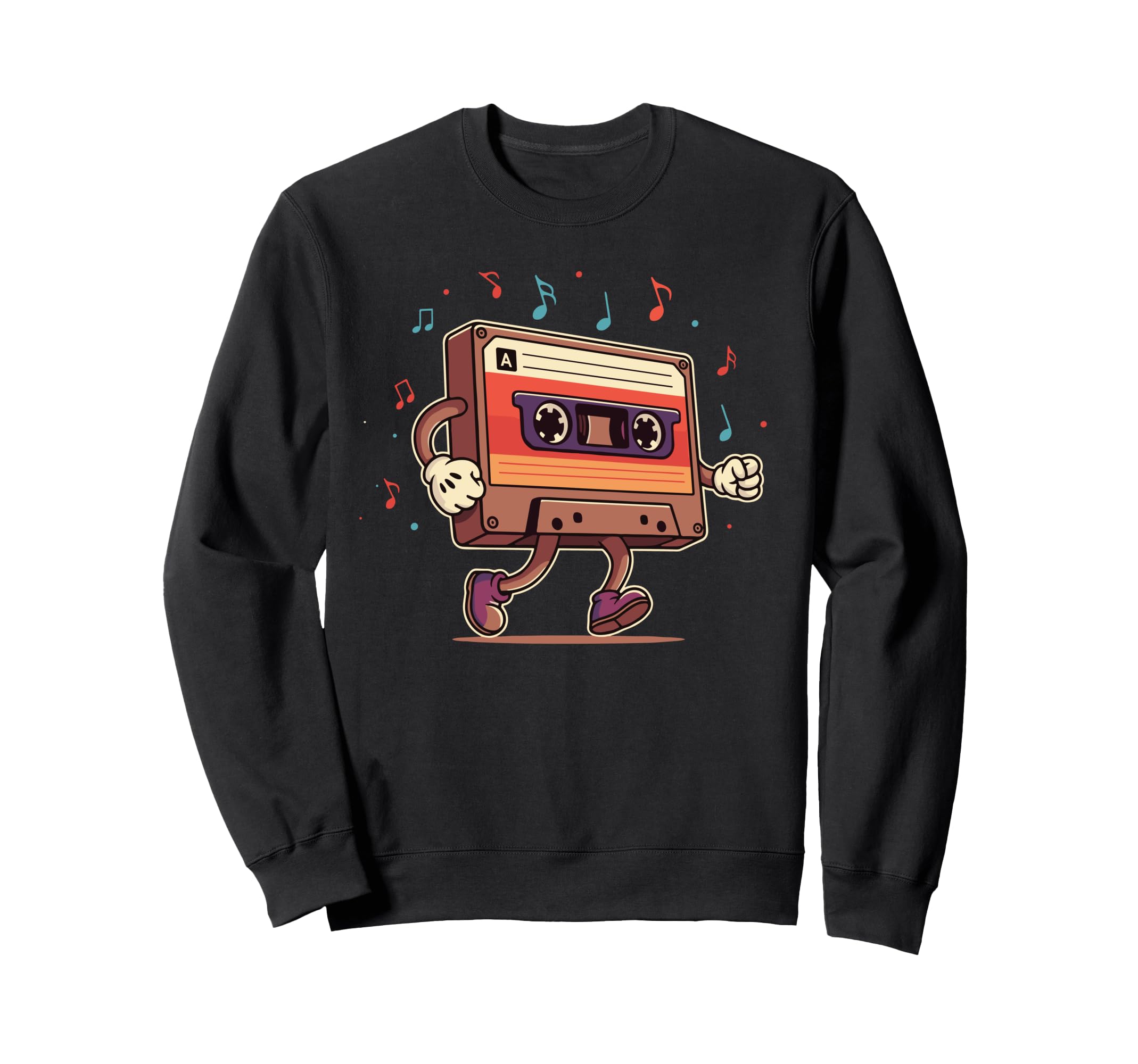 Whimsical Dancing Cassette Tape Sweatshirt - Custom Art Print for Adults - T-Shirt, Sweatshirt, Hoodie