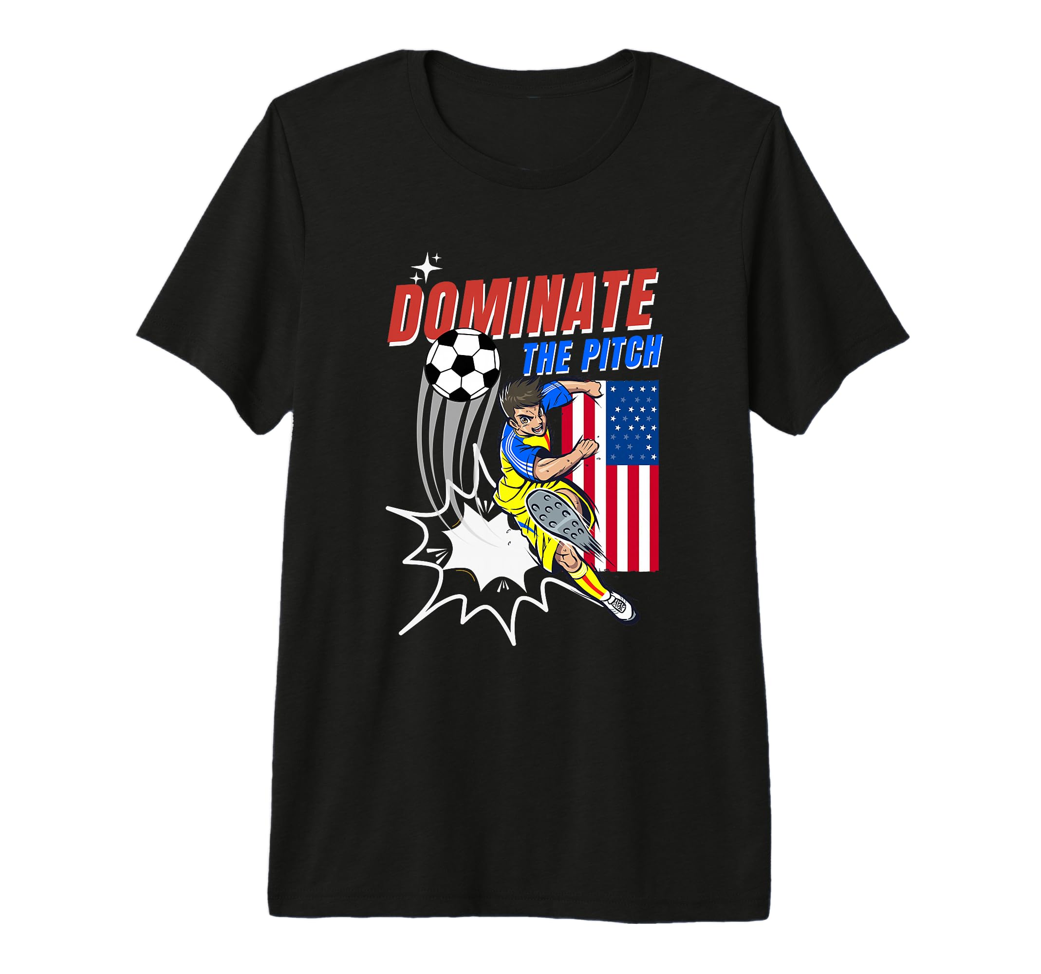 Mens Dominate Pitch Soccer Player T-Shirt - Custom Art Print for Adults - T-Shirt, Sweatshirt, Hoodie