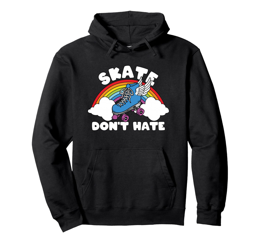 Lgbt Flag Rainbow Skate Dont Hate Roller Hoodie - Novelty Apparel Unisex - T-Shirt, Sweatshirt, Hoodie