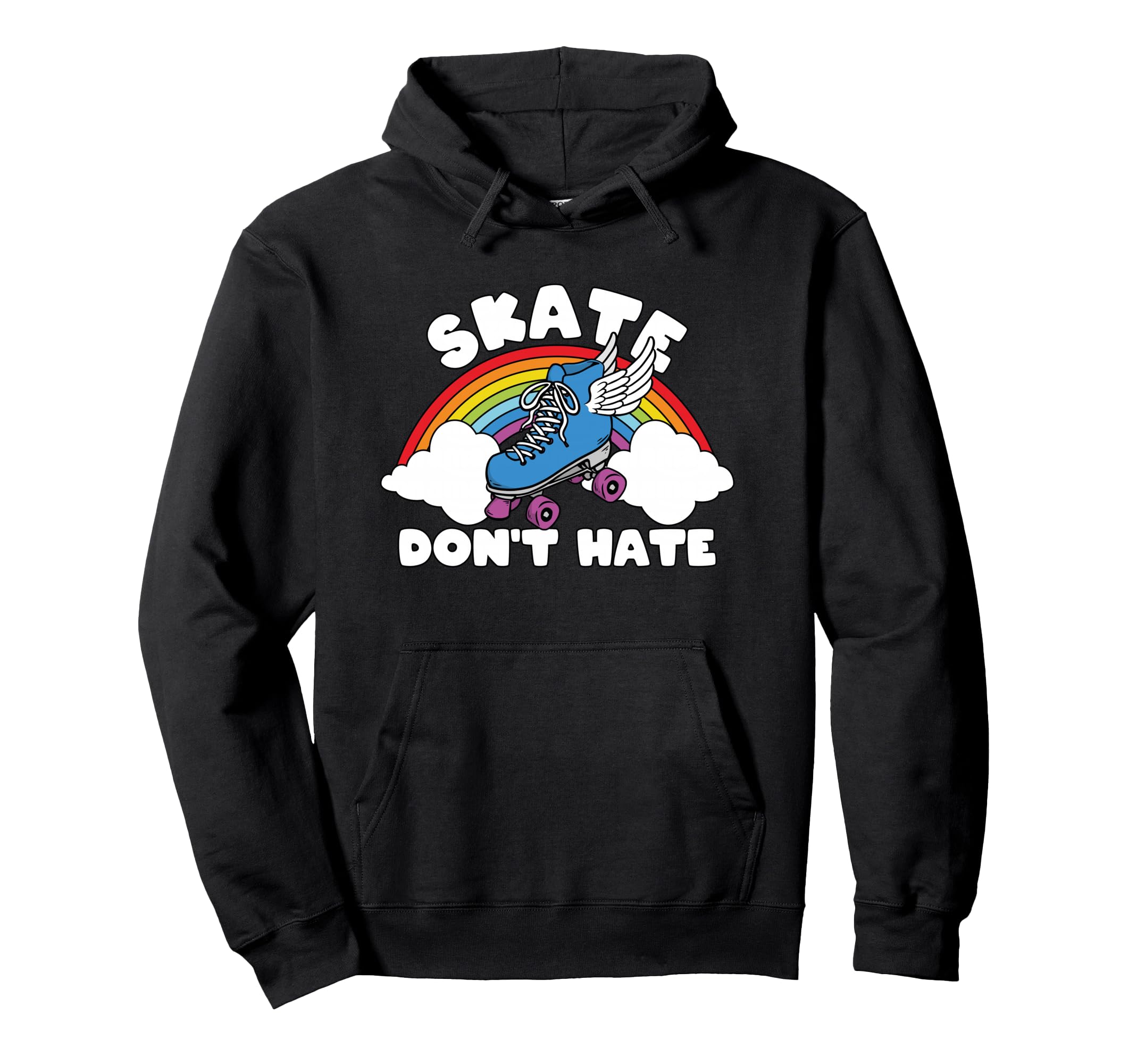 Lgbt Flag Rainbow Skate Dont Hate Roller Hoodie - Novelty Apparel Unisex - T-Shirt, Sweatshirt, Hoodie