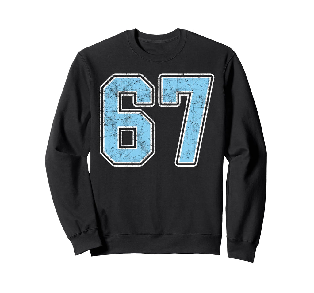 Blue White Number 67 Jersey Player Sweatshirt - Custom Art Print Unisex - T-Shirt, Sweatshirt, Hoodie