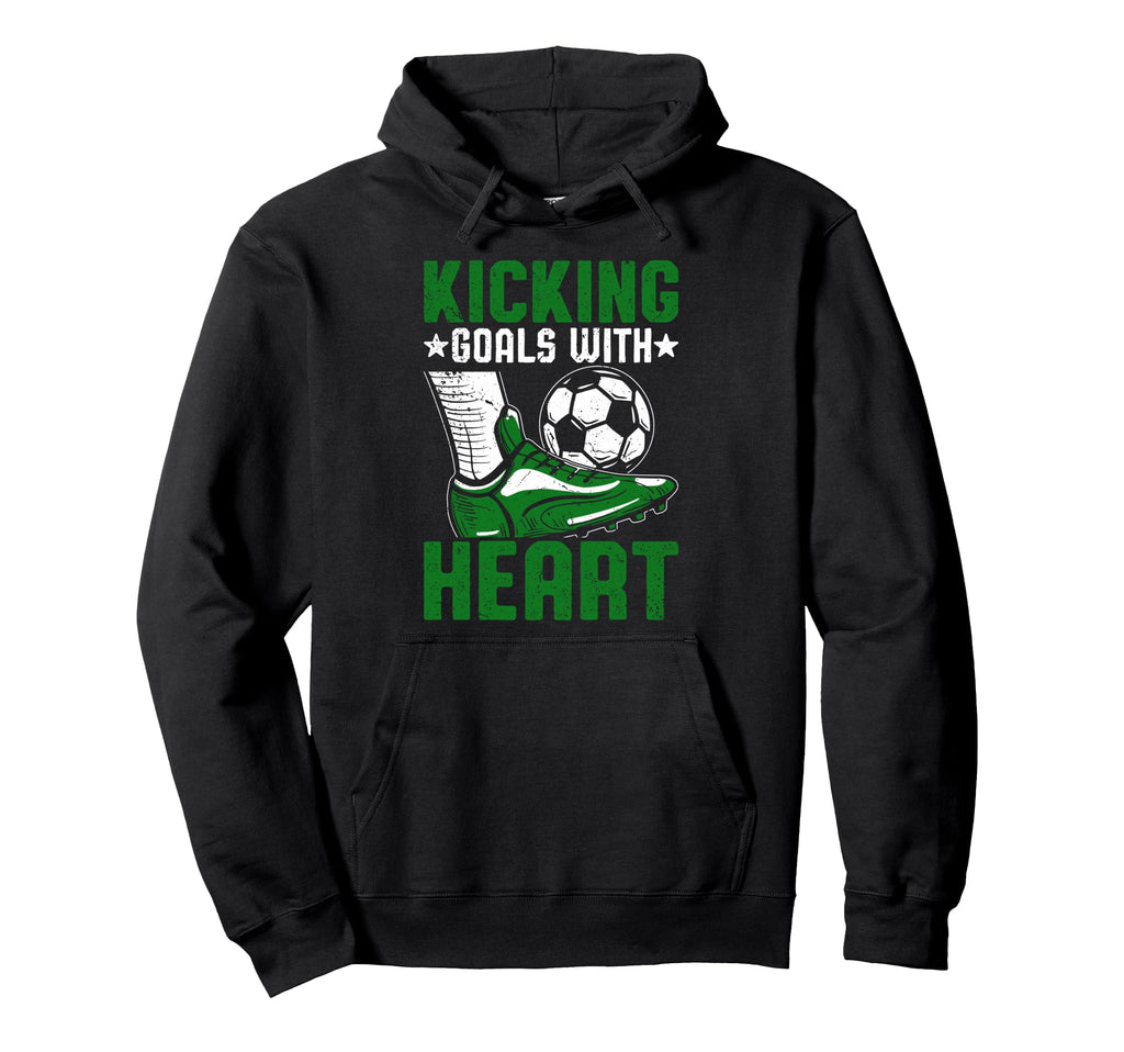 Soccer Kicking Goals Heart Player Hoodie - Novelty Apparel for Adults - T-Shirt, Sweatshirt, Hoodie