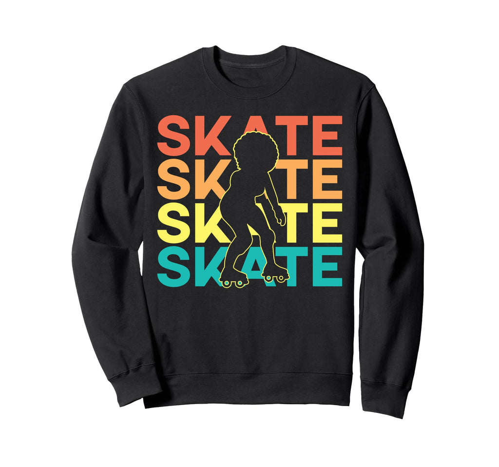 Roller Skating Skate 1970S Black Afro Sweatshirt - Streetwear Style Unisex - T-Shirt, Sweatshirt, Hoodie