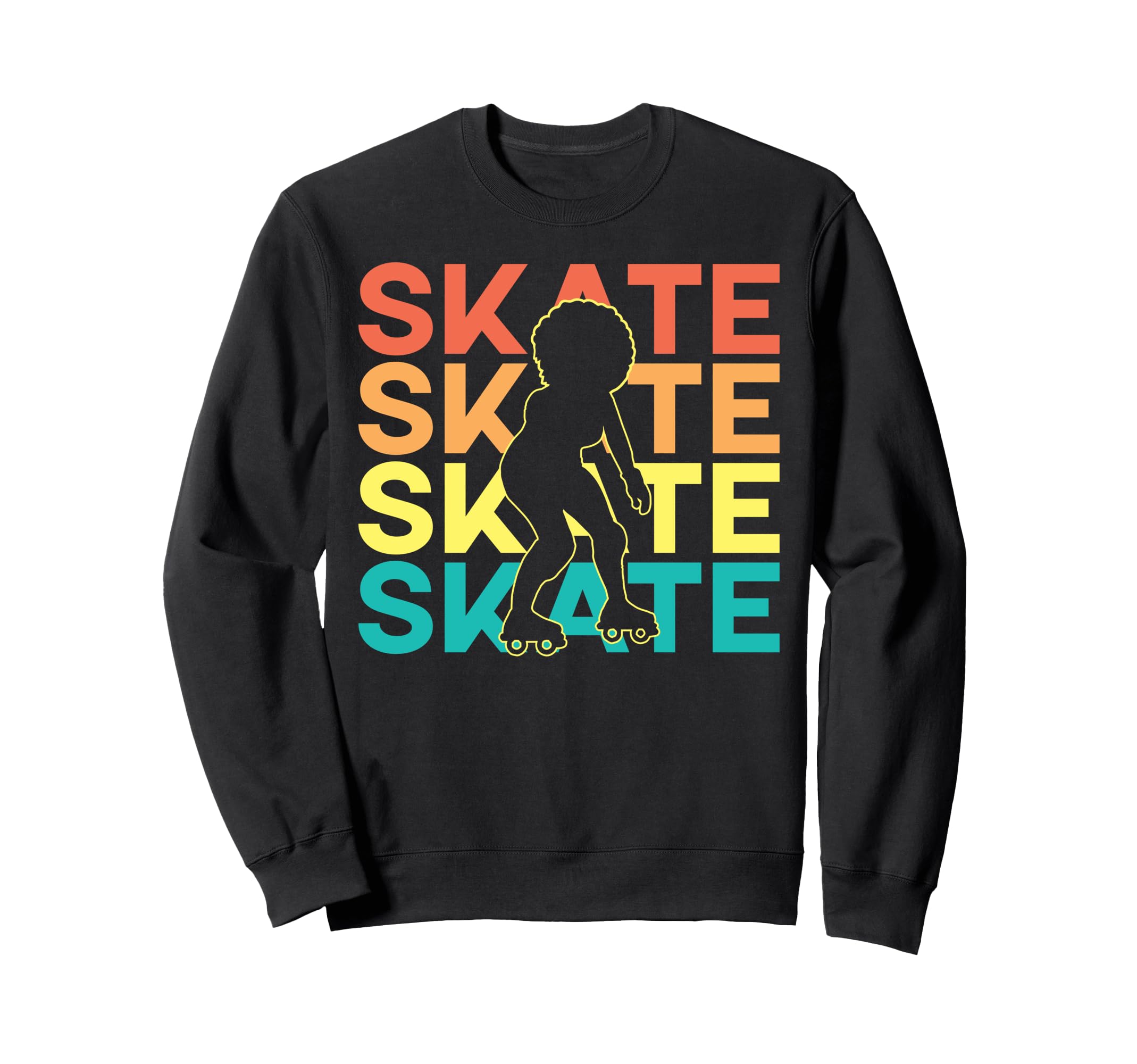 Roller Skating Skate 1970S Black Afro Sweatshirt - Streetwear Style Unisex - T-Shirt, Sweatshirt, Hoodie