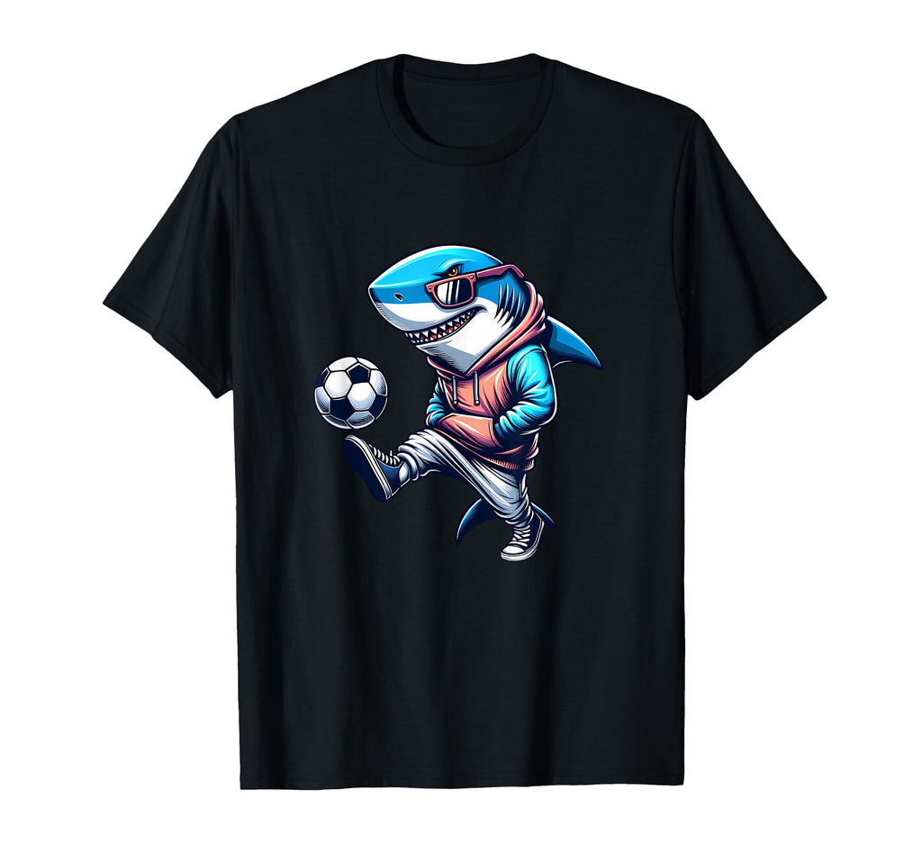 Shark Soccer Player Street Football Vibe T-Shirt - Minimalist Print Unisex - T-Shirt, Sweatshirt, Hoodie