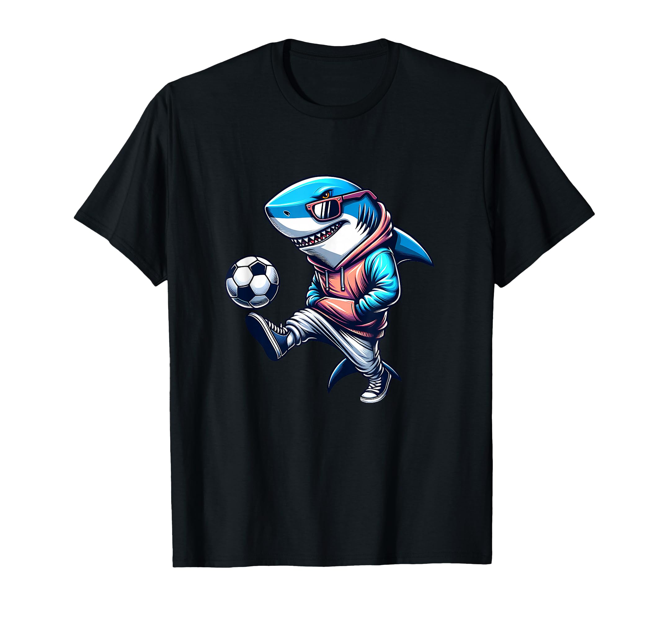 Shark Soccer Player Street Football Vibe T-Shirt - Minimalist Print Unisex - T-Shirt, Sweatshirt, Hoodie