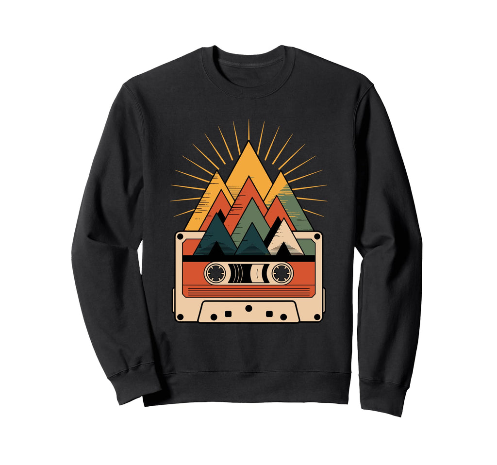 Abstract Art Mountain Cassette Player Sweatshirt - Minimalist Print Unisex - T-Shirt, Sweatshirt, Hoodie